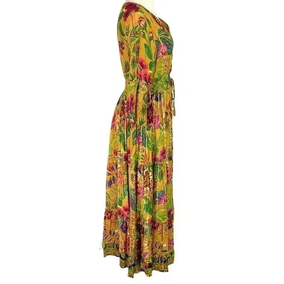 Me 2 Magic Maxi Dress Women S Brown Multi Floral Long Sleeve Anthropologie NEW - Picture 4 of 11
